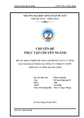 Hoàn thiện kế toán chi phí sản xuất và tính giá thành 