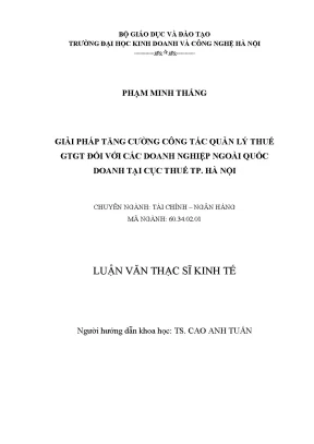 Giải Pháp Tăng Cường Quản Lý Thuế GTGT Đối Với Doanh