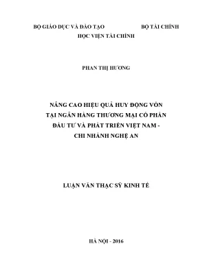 Nâng cao hiệu quả huy động vốn tại BIDV Nghệ An
