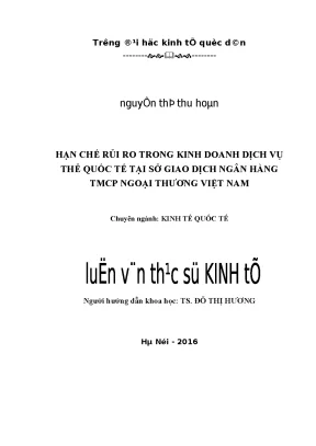 Hạn Chế Rủi Ro Trong Kinh Doanh Dịch Vụ Thẻ Quốc Tế Tại