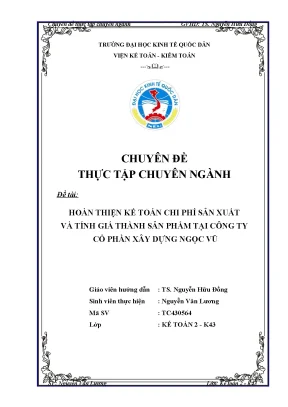 Hoàn thiện kế toán chi phí sản xuất và tính giá thành