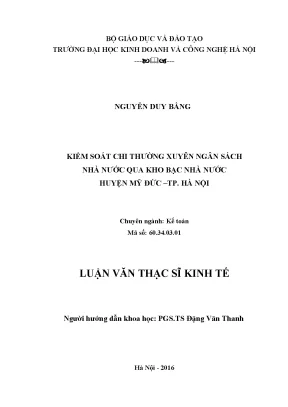 Kiểm Soát Chi Ngân Sách Nhà Nước Qua Kho Bạc Nhà Nước