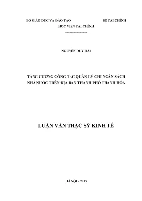 Tăng Cường Quản Lý Chi Ngân Sách Nhà Nước Tại Thành Phố