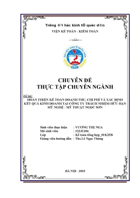 Hoàn thiện kế toán doanh thu và chi phí tại công ty TNHH