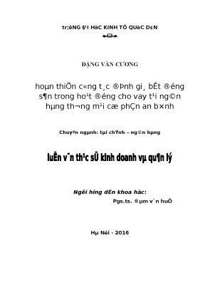 Công Tác Định Giá Bất Động Sản Trong Hoạt Động Cho Vay
