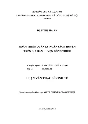 Quản Lý Ngân Sách Huyện Đông Triều: Thực Trạng và Giải Pháp