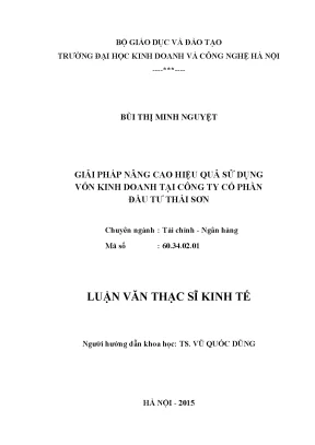 Giải Pháp Nâng Cao Hiệu Quả Sử Dụng Vốn Kinh Doanh Tại
