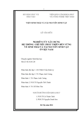 Nghiên Cứu Hệ Thống Chỉ Tiêu Phát Triển Bền Vững Về Sinh 