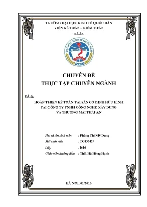 Hoàn thiện kế toán tài sản cố định hữu hình tại Công ty