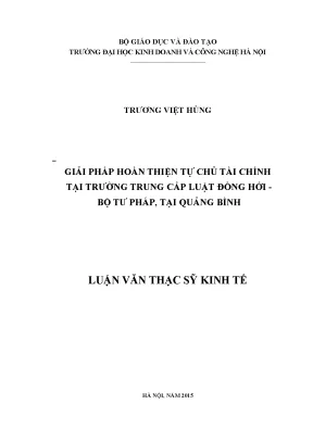 Giải Pháp Tự Chủ Tài Chính Tại Trường Trung Cấp Luật