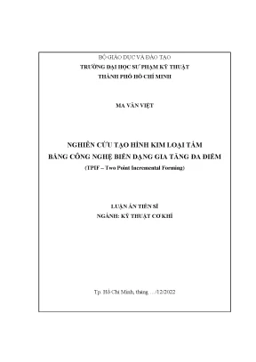 Nghiên Cứu Công Nghệ Tạo Hình Kim Loại Tấm Bằng Phương