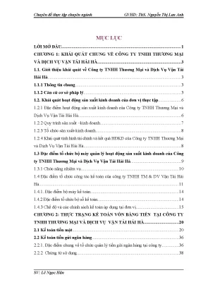 Kế Toán Vốn Bằng Tiền Tại Công Ty TNHH Thương Mại Và