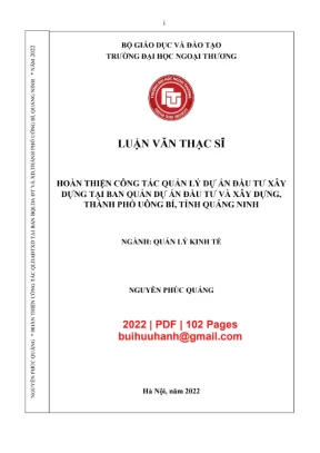 Luận văn Quản lý dự án ĐTXD tại Uông Bí (Full PDF)