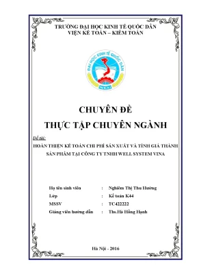 Hoàn thiện kế toán chi phí sản xuất và tính giá thành