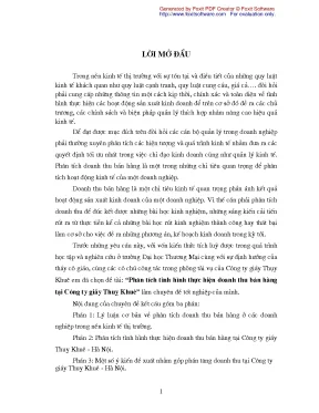 Phân Tích Doanh Thu Bán Hàng Tại Công Ty Giấy Thủ Khuê