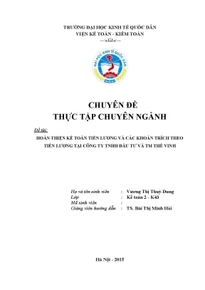 Hoàn thiện kế toán tiền lương tại Công ty TNHH Đầu tư và