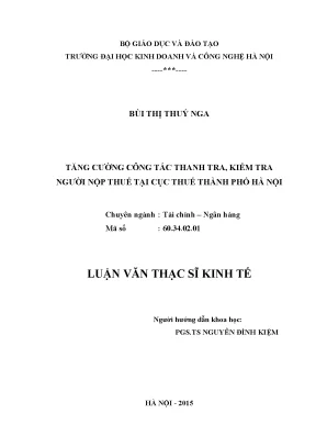 Tăng Cường Công Tác Thanh Tra, Kiểm Tra Người Nộp Thuế