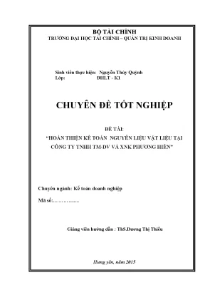 Hoàn thiện kế toán nguyên liệu vật liệu tại Công ty TNHH 