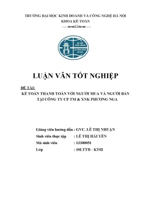 Kế Toán Thanh Toán Với Người Mua Và Người Bán Tại Công