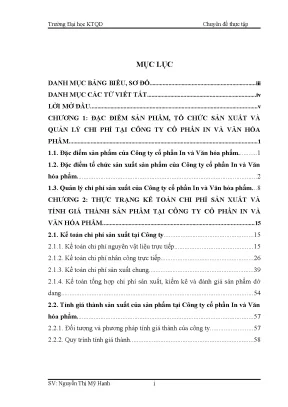 Kế Toán Chi Phí Sản Xuất và Tính Giá Thành Sản Phẩm Tại 