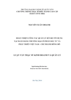 Cải Tiến Quản Lý Rủi Ro Tín Dụng Tại BIDV Đông Đô