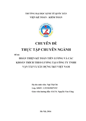 Hoàn thiện kế toán tiền lương tại Công ty TNHH Vận tải