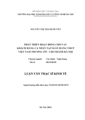Phát Triển Hoạt Động Cho Vay Khách Hàng Cá Nhân Tại Ngân