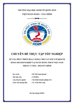 Phát Triển Hoạt Động Cho Vay Doanh Nghiệp Tại Ngân Hàng