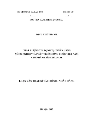 Nâng cao chất lượng tín dụng tại Ngân hàng Nông nghiệp