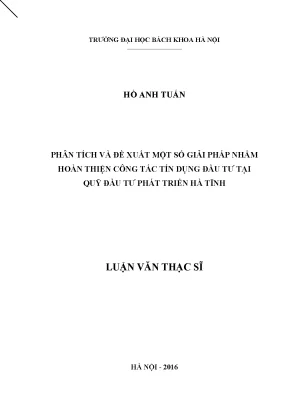 Giải Pháp Hoàn Thiện Tín Dụng Đầu Tư Tại Quỹ Đầu Tư Phát