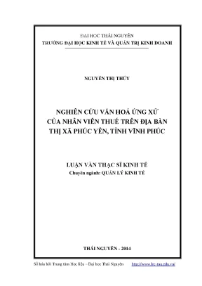 Nghiên Cứu Văn Hóa Ứng Xử Của Nhân Viên Thuế Tại Phúc