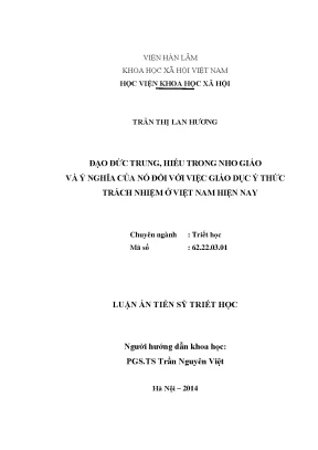 Đạo Đức Trung, Hiếu Trong Nho Giáo Và Giáo Dục Ý Thức