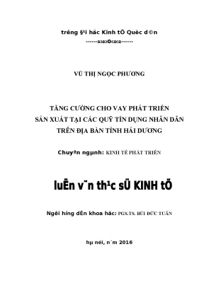 Tăng Cường Cho Vay Phát Triển Sản Xuất Tại Các Quỹ Tín