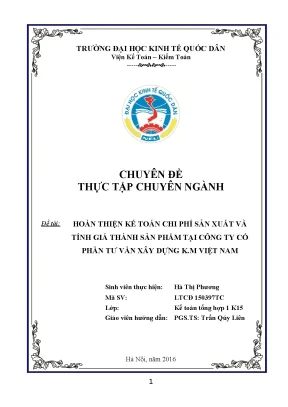 Hoàn thiện kế toán chi phí sản xuất và tính giá thành 