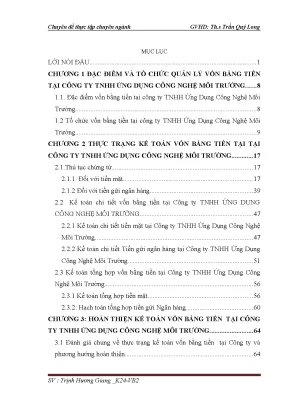 Kế Toán Vốn Bằng Tiền Tại Công Ty TNHH Ứng Dụng Công