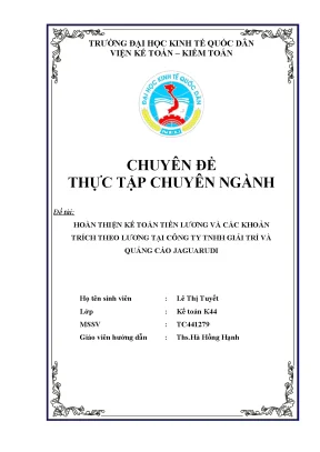 Hoàn thiện kế toán tiền lương tại Công ty TNHH Giải trí