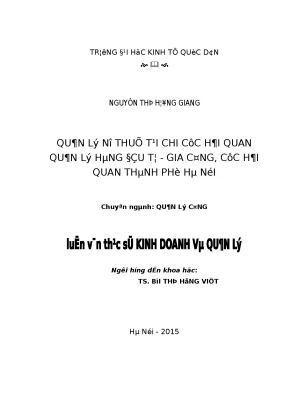 Quản Lý Nợ Thuế Tại Chi Cục Hải Quan: Nghiên Cứu và Giải
