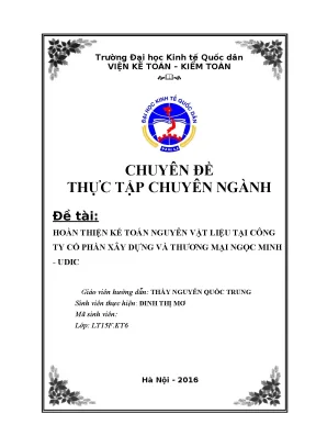 Hoàn thiện kế toán nguyên vật liệu tại Công ty Cổ phần