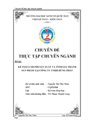 Kế Toán Chi Phí Sản Xuất và Tính Giá Thành Sản Phẩm tại 