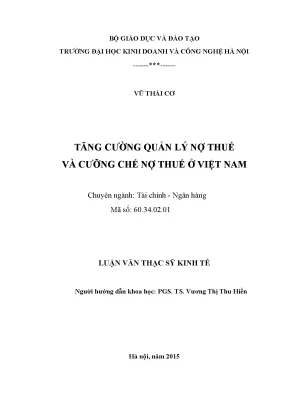 Tăng Cường Quản Lý Nợ Thuế và Cưỡng Chế Nợ Thuế tại Việt Nam