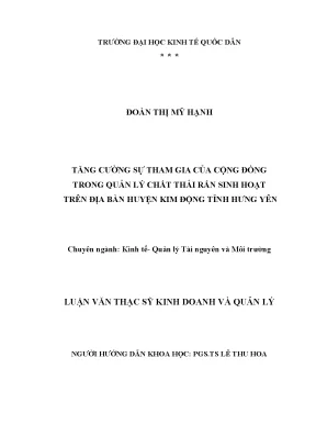 Tăng Cường Sự Tham Gia Của Cộng Đồng Trong Quản Lý Chất 