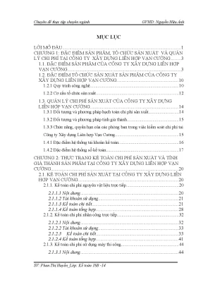 Kế Toán Chi Phí Sản Xuất Tại Công Ty Xây Dựng Liên Hợp