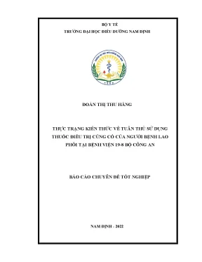 Kiến Thức Về Tuân Thủ Sử Dụng Thuốc Điều Trị Bệnh Lao 