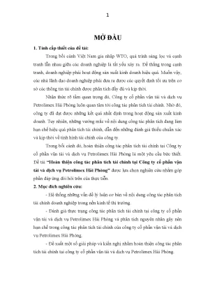 Hoàn thiện phân tích tài chính tại Petrolimex Hải Phòng