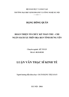 Hoàn thiện tổ chức kế toán thu - chi ngân sách xã tại