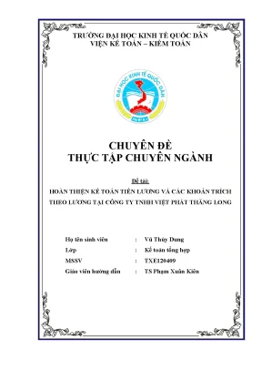 Hoàn thiện kế toán tiền lương tại Công ty TNHH Việt Phát