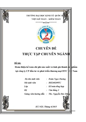 Hoàn thiện kế toán chi phí sản xuất tại công ty CP đầu