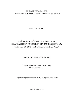 Phân Cấp Ngân Sách Nhà Nước Tại Huyện Tứ Kỳ: Thực Trạng