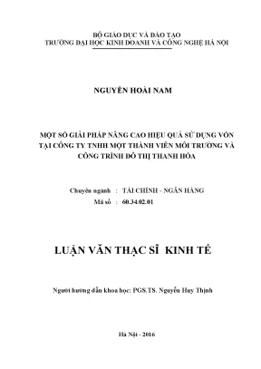 Giải Pháp Nâng Cao Hiệu Quả Sử Dụng Vốn Tại Công Ty TNHH