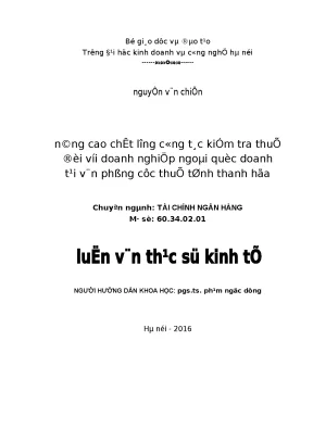 Nâng cao chất lượng kiểm tra thuế đối với doanh nghiệp